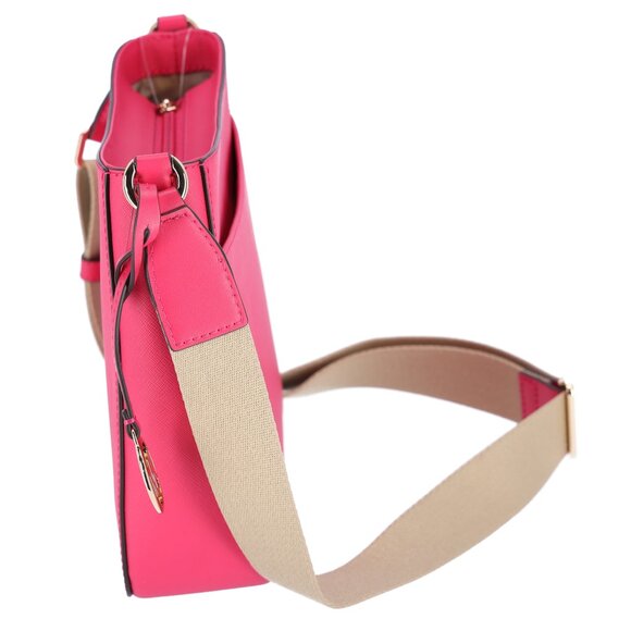 Michael Kors Jet Set Travel Small Messenger Bag Electric Pink Saffiano Leather - Picture 4 of 6